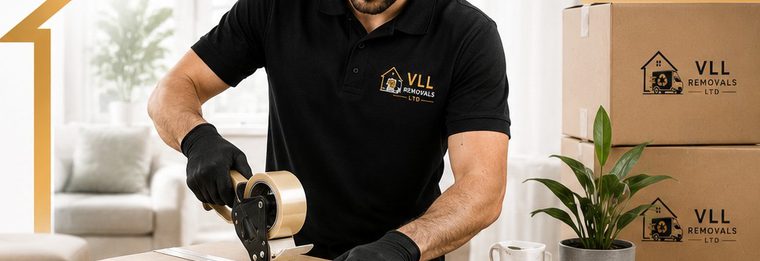 VLL Removals crew packing and loading a branded van